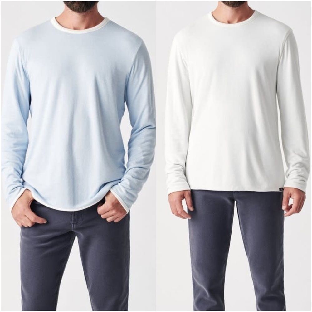 NWT Faherty Cloud Reversible Crew Light Blue Heat… - image 12